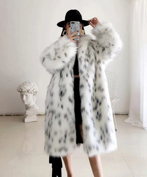 Women Winter New Faux Fox Fur Coats Ladies Casual Snow Leopard Print Fur Jackets Female Thick Warm Mid-long Plush Outerwear - Home - Sharon Tatem LLC.
