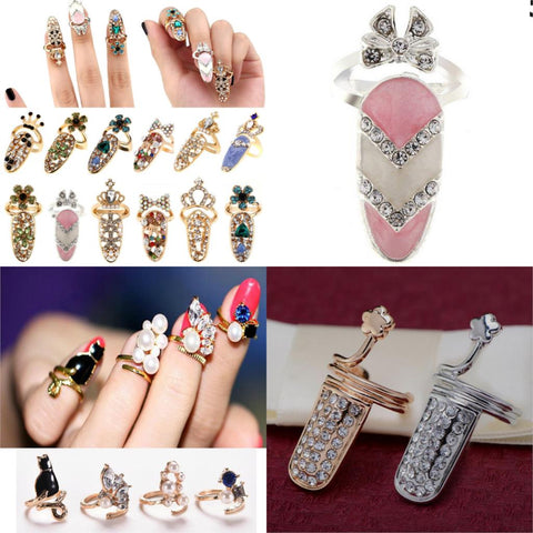 Nail Finger Rings Rhinestone Bow Nail Art Rings Jewelry - Nail Finger Rings Rhinestone Bow Nail Art Rings Jewelry - Sharon Tatem LLC.