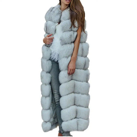 Winter Super Long Faux Fur Vest for Women Fluffy Fake Fur Coat Jacket Outwear - fur coat fake fur vest - Sharon Tatem LLC.