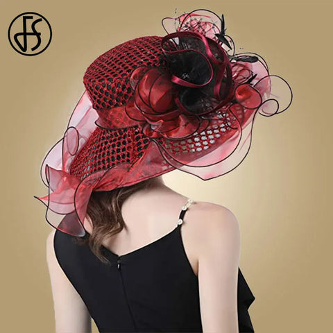 Easter Hat Sunday Church Hat Purple Derby Fascinator Hats Wedding Kentucky Hats For Women Ladies Flower Hats Large Wide Brim Fedora Organza Church Hat - Hats - Sharon Tatem LLC.