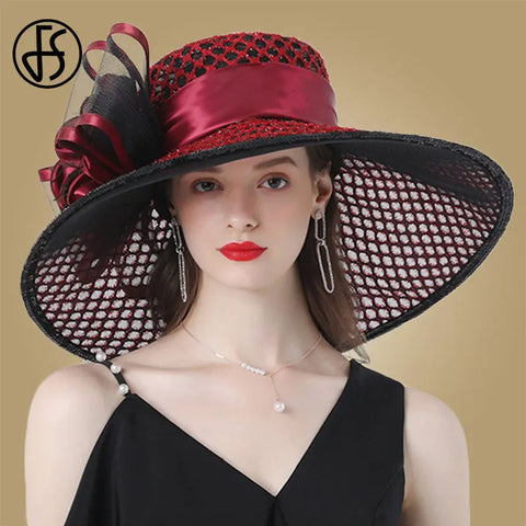 Easter Hat Sunday Church Hat Purple Derby Fascinator Hats Wedding Kentucky Hats For Women Ladies Flower Hats Large Wide Brim Fedora Organza Church Hat - Hats - Sharon Tatem LLC.
