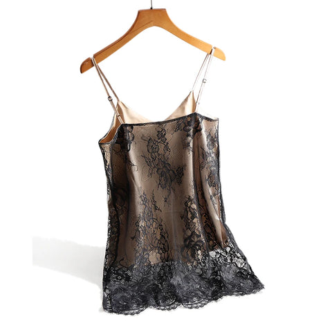 Camisole Sexy Lace Spaghetti Strap Top Women Halter V Neck Basic Cami Sleeveless Satin Silk Tank Tops Summer Camisole Plus Size -  - Sharon Tatem LLC.