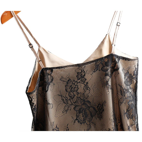 Camisole Sexy Lace Spaghetti Strap Top Women Halter V Neck Basic Cami Sleeveless Satin Silk Tank Tops Summer Camisole Plus Size -  - Sharon Tatem LLC.