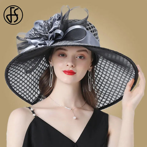 Easter Hat Sunday Church Hat Purple Derby Fascinator Hats Wedding Kentucky Hats For Women Ladies Flower Hats Large Wide Brim Fedora Organza Church Hat - Hats - Sharon Tatem LLC.