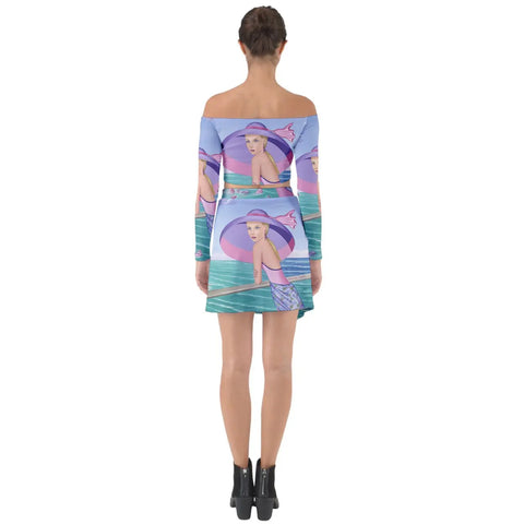 Off Shoulder Top with Skirt Set Palm Beach Purple Sharon Tatem Art - FullTop - Sharon Tatem LLC.