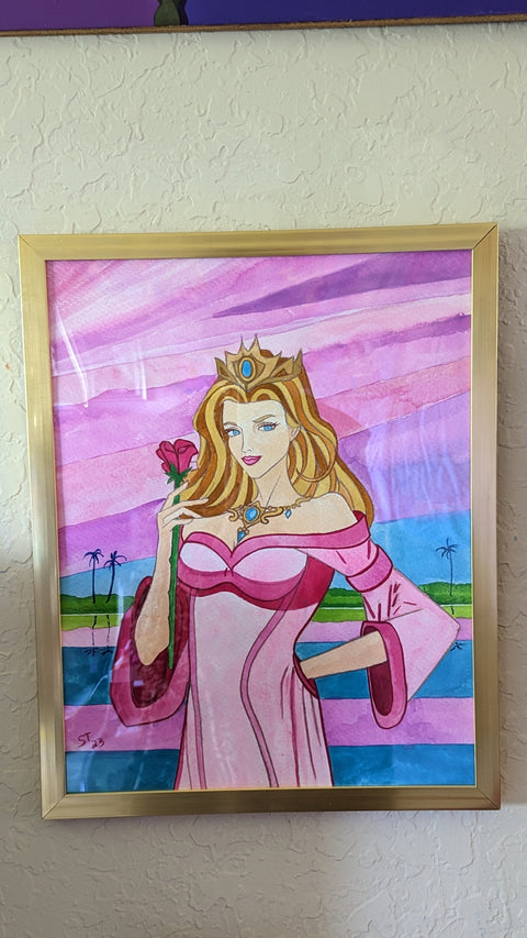 Watercolor Painting Maiden Morgause Florida Sunset Framed -  - Sharon Tatem LLC.