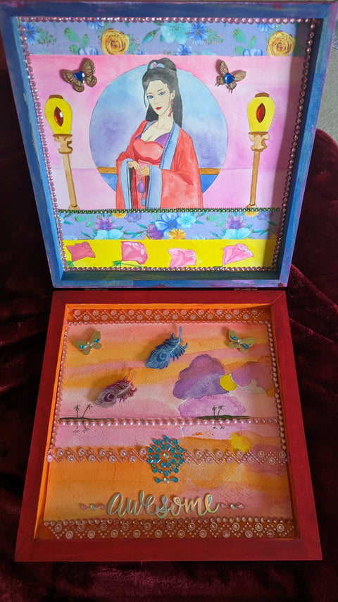Mythic Wishbox Oil Painting In Heroin Nimue Reflexions Maiden Sharon Tatem's Wish Boxes Bringing Your Dreams to Life -  - Sharon Tatem LLC.