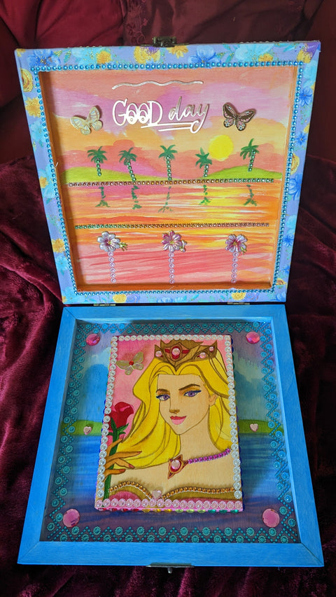 Mythic Wishbox Oil Painting In Heroin Briena In Yellow Maiden Sharon Tatem's Wish Boxes Bringing Your Dreams to Life -  - Sharon Tatem LLC.