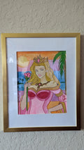 Watercolor Painting Maiden  Morgause Mythic Art Florida Sunset Original Framed -  - Sharon Tatem LLC.