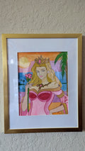 Watercolor Painting Maiden  Morgause Mythic Art Florida Sunset Original Framed -  - Sharon Tatem LLC.