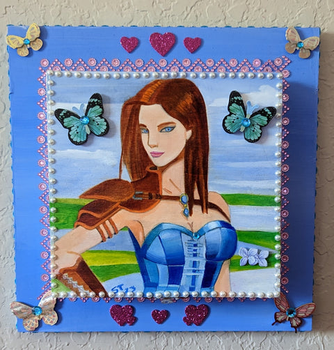Mythic Wishbox Oil Painting In Heroin Akina In Blue Maiden Sharon Tatem's Wish Boxes Bringing Your Dreams to Life -  - Sharon Tatem LLC.
