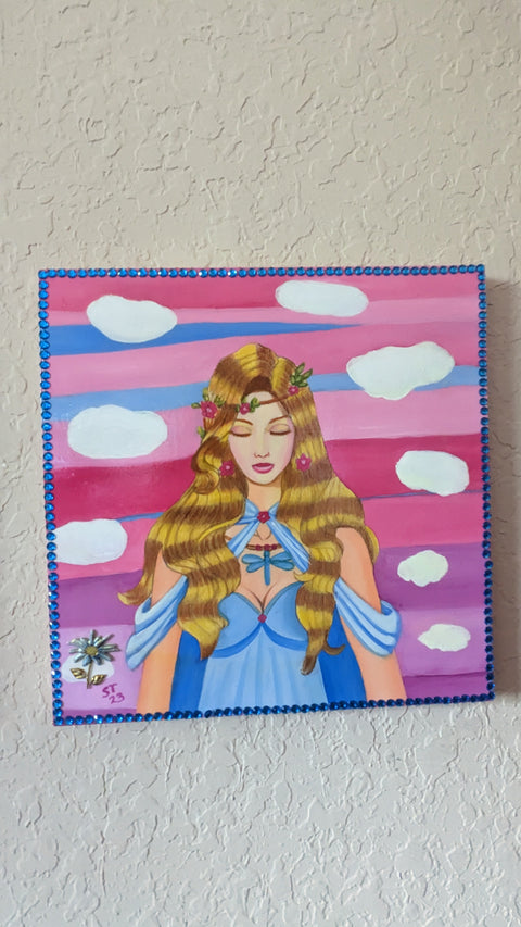 Painting Oil on Wood Panel Painting Nimue in Pink  Womplay Games King Of Thrones -  - Sharon Tatem LLC.