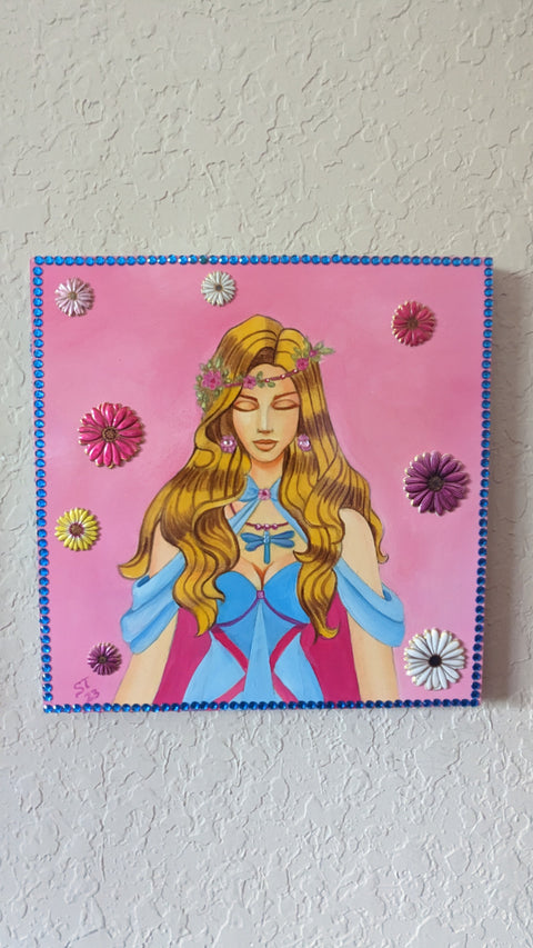 Painting Oil on Wood Panel Painting Nimue Flowers  Womplay Games King Of Thrones -  - Sharon Tatem LLC.