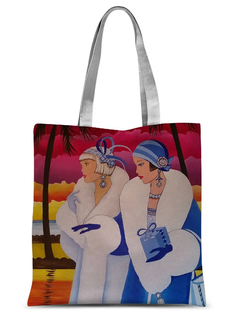 Palm Beach Blue Art Deco Sublimation Tote Bag - Accessories - Sharon Tatem LLC.