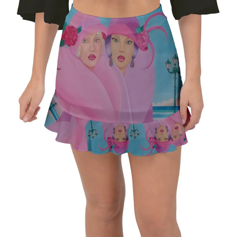 Palm Beach Ladies Fishtail Mini Chiffon Skirt - skirts - Sharon Tatem LLC.