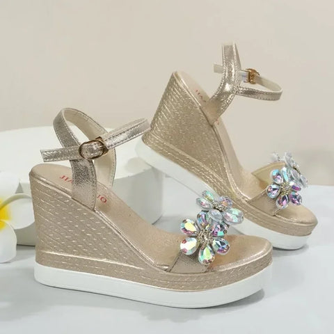 Women Summer Wedge Heel Sandals Platform Sandals Strap Open Toe Chunky Bottom Casual Shoes 2024 Gold Silver Pink Sandals - Wedge Heel Sandals - Sharon Tatem LLC.