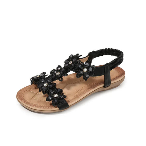 Floral Flowers Sandal Comfortable flat sandals women big size summer shoes woman bohemia flowers rhinestone beach ladies shoes thongs - Floral Sandal Flowers - Sharon Tatem LLC.