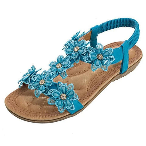 Floral Flowers Sandal Comfortable flat sandals women big size summer shoes woman bohemia flowers rhinestone beach ladies shoes thongs - Floral Sandal Flowers - Sharon Tatem LLC.