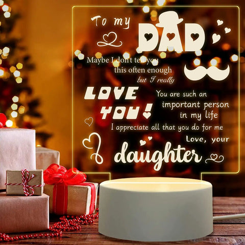 3D Night Light Dad Gifts Lamp to My Dad Gift from Daughter Son for Birthday Gift for Dad Christmas Gifts Night Lamps -  - Sharon Tatem LLC.