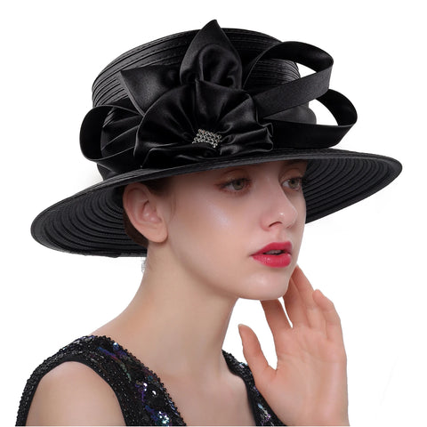 Amazing Satin Hats Newest Women Satin Cloth Flower Church Hat Elegant Photography Top Hat Fashion Female Banquet Fascinator Wedding Formal Hats - Amazing Satin Hats Newest Women Satin Cloth Flower Church Hat Elegant Photography Top Hat Fashion Female Banquet Fascinator Wedding Formal Hats - Sharon Tatem LLC.