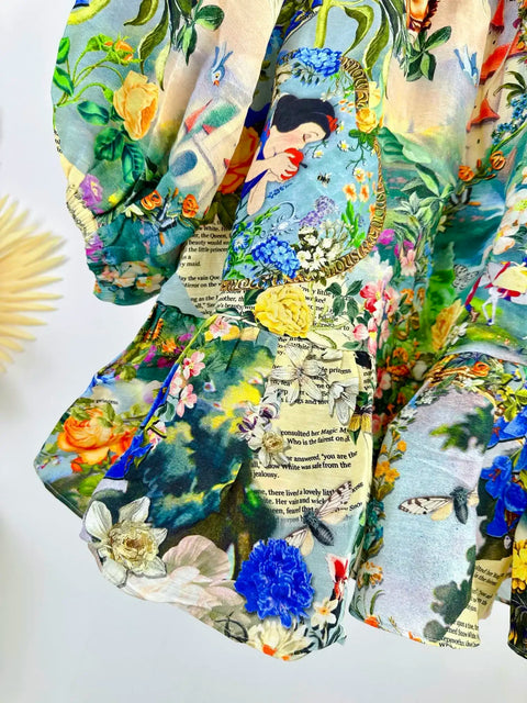 High Quality Autumn Women Fashion Runway Designer Silk Linen Beaded Cartoon Flower Printed Casual Full Sleeve A-line Mini Dress - Dresses - Sharon Tatem LLC.