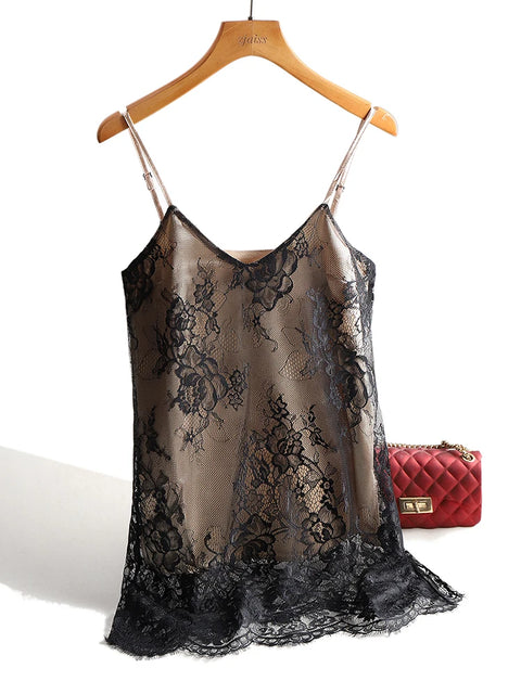 Camisole Sexy Lace Spaghetti Strap Top Women Halter V Neck Basic Cami Sleeveless Satin Silk Tank Tops Summer Camisole Plus Size -  - Sharon Tatem LLC.