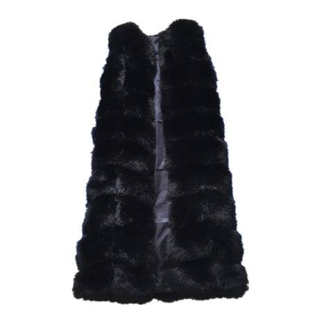 Winter Super Long Faux Fur Vest for Women Fluffy Fake Fur Coat Jacket Outwear - fur coat fake fur vest - Sharon Tatem LLC.