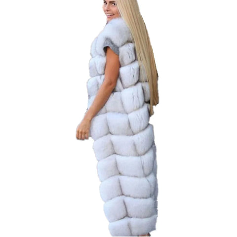 Winter Super Long Faux Fur Vest for Women Fluffy Fake Fur Coat Jacket Outwear - fur coat fake fur vest - Sharon Tatem LLC.