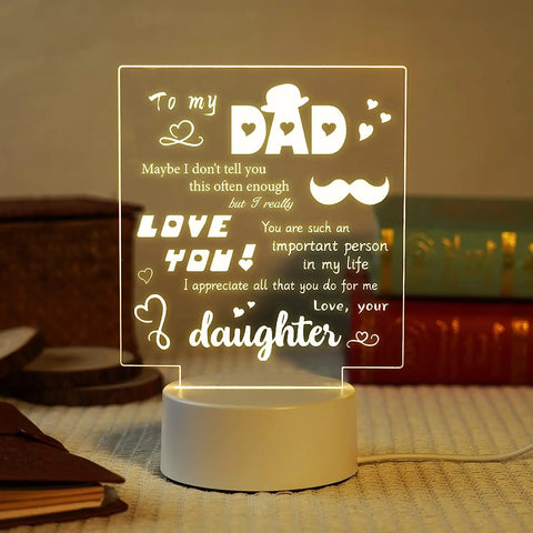 3D Night Light Dad Gifts Lamp to My Dad Gift from Daughter Son for Birthday Gift for Dad Christmas Gifts Night Lamps -  - Sharon Tatem LLC.