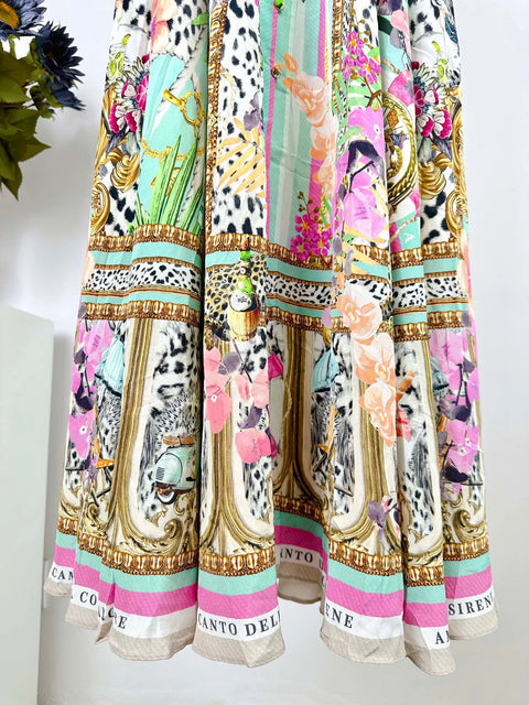 Designer Dress 2024 Resort wear Spring New V Neck Pink Leopard Print Heavy Beaded Women 100% Silk maxi long Dress - Dresses - Sharon Tatem LLC.