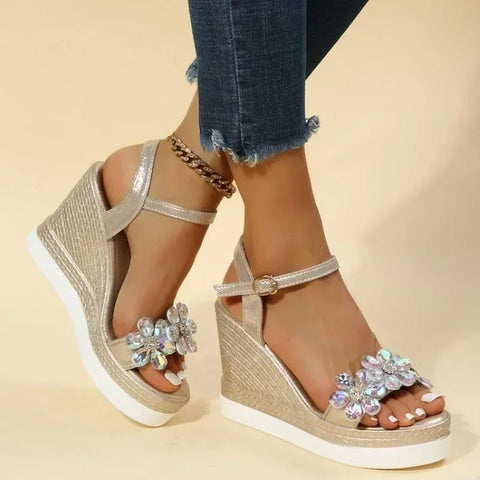 Women Summer Wedge Heel Sandals Platform Sandals Strap Open Toe Chunky Bottom Casual Shoes 2024 Gold Silver Pink Sandals - Wedge Heel Sandals - Sharon Tatem LLC.