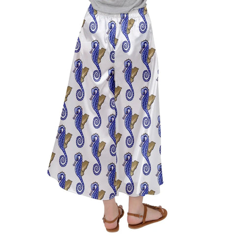 Seahorse Satin Palazzo Pants Sharon Tatem Fashion - pants - Sharon Tatem LLC.