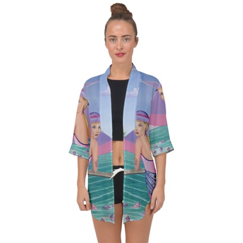 Palm Beach Purple Open Front Chiffon Kimono For Over The Dress - Chiffon Dress Collection - Sharon Tatem LLC.
