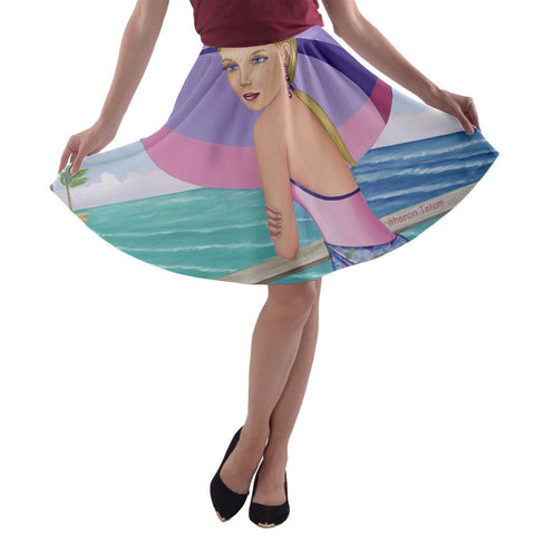 Palm Beach Purple A-line Skater Skirt Sharon Tatem Fashion - skirts - Sharon Tatem LLC.