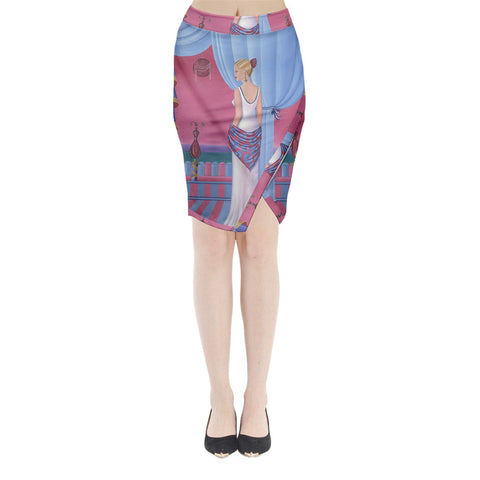 Palm Beach Perfume Art Collection Midi Wrap Pencil Skirt - dresses - Sharon Tatem LLC.
