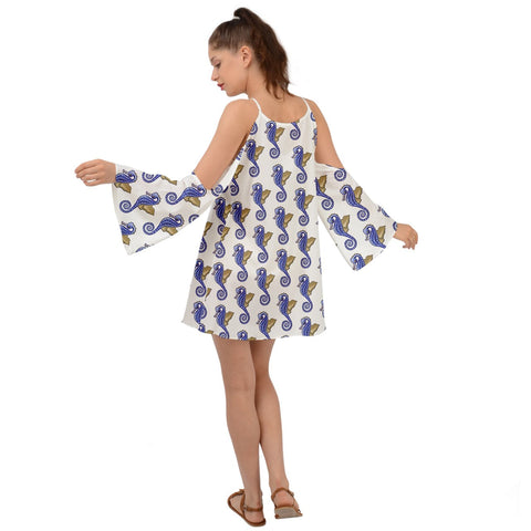 Seahorse Kimono Sleeves Boho Dress - dresses - Sharon Tatem LLC.