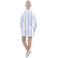 Blue Stripes Women's Long Sleeve Casual Dress - FullHoodie - Sharon Tatem LLC.