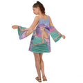 Palm Beach Purple  Kimono Sleeves Womens Boho Dress - dresses - Sharon Tatem LLC.