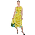 Yellow Aqua Rose Midi Tie-Back Chiffon Dress - dresses - Sharon Tatem LLC.