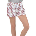 Red Seahorse Pattern Velour Lounge Shorts - shorts - Sharon Tatem LLC.