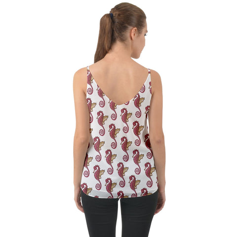 Red Seahorse Pattern Chiffon Camisole - tank-top-and-cami-shirts - Sharon Tatem LLC.