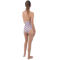 Red Seahorse Pattern Plunge Cut Halter Swimsuit - fashion-one-piece-swimsuits - Sharon Tatem LLC.