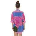PINK Blue Rose Chiffon Kimono Front Chiffon Kimono - FullDress - Sharon Tatem LLC.