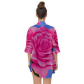 Pink Blue Rose Chiffon Kimono - FullDress - Sharon Tatem LLC.