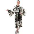 Oriental Designs Maxi Velour Kimono Black And White - dresses - Sharon Tatem LLC.