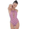Pink Seahorses Plunge Cut Halter Swimsuit - fashion-one-piece-swimsuits - Sharon Tatem LLC.