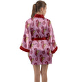Pink Red Seahorses Long Sleeve Satin Kimono - bathrobes - Sharon Tatem LLC.