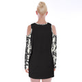 Oriental Winter Velvet Long Sleeve Shoulder Cutout Dress - dresses - Sharon Tatem LLC.