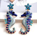 Seahorse Earrings With Crystal and Enamel -  - Sharon Tatem LLC.