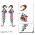 Long Dangle Rhinestone Flamingo Enamel Pierced Long Earrings -  - Sharon Tatem LLC.